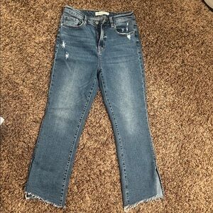 Grace Women's Straight Leg Distressed Blue Jeans